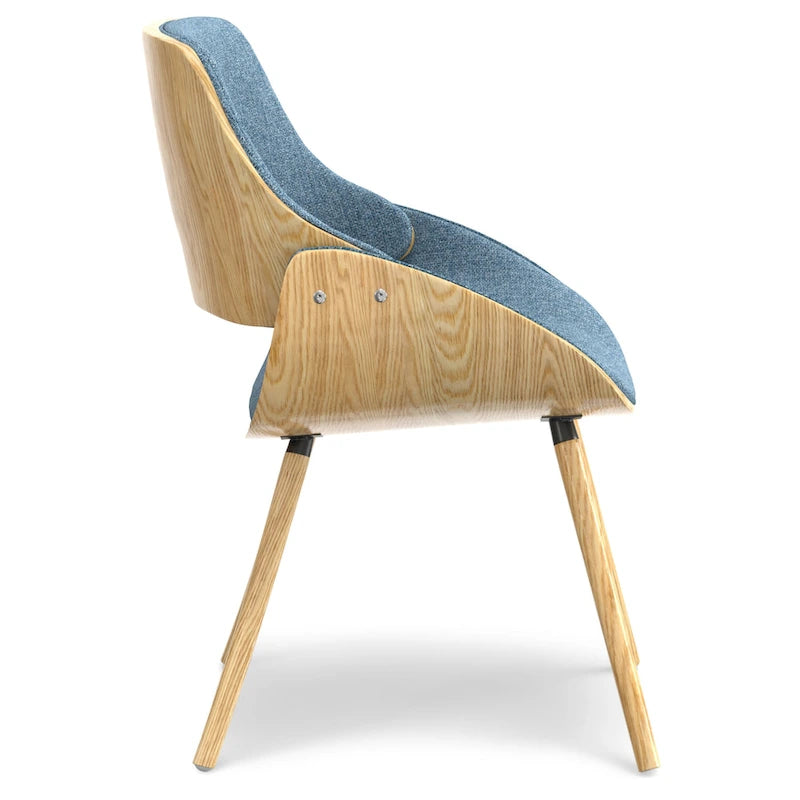 Chaise de salle à manger en bois courbé de style Mid-Century avec assise et dossier rembourrés