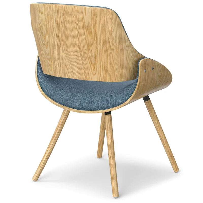 Chaise de salle à manger en bois courbé de style Mid-Century avec assise et dossier rembourrés