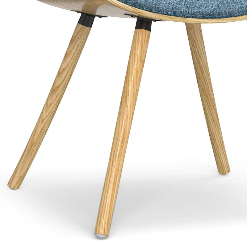 Chaise de salle à manger en bois courbé de style Mid-Century avec assise et dossier rembourrés