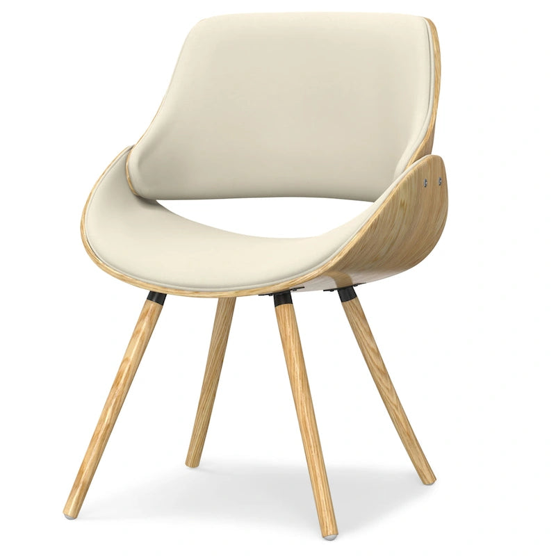 Chaise de salle à manger en bois courbé de style Mid-Century avec assise et dossier rembourrés