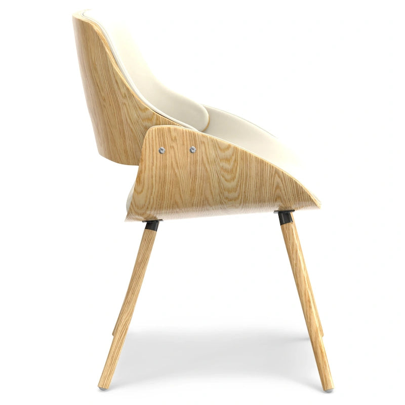 Chaise de salle à manger en bois courbé de style Mid-Century avec assise et dossier rembourrés