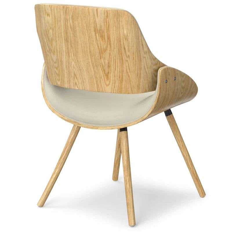Chaise de salle à manger en bois courbé de style Mid-Century avec assise et dossier rembourrés
