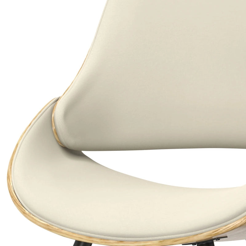 Chaise de salle à manger en bois courbé de style Mid-Century avec assise et dossier rembourrés