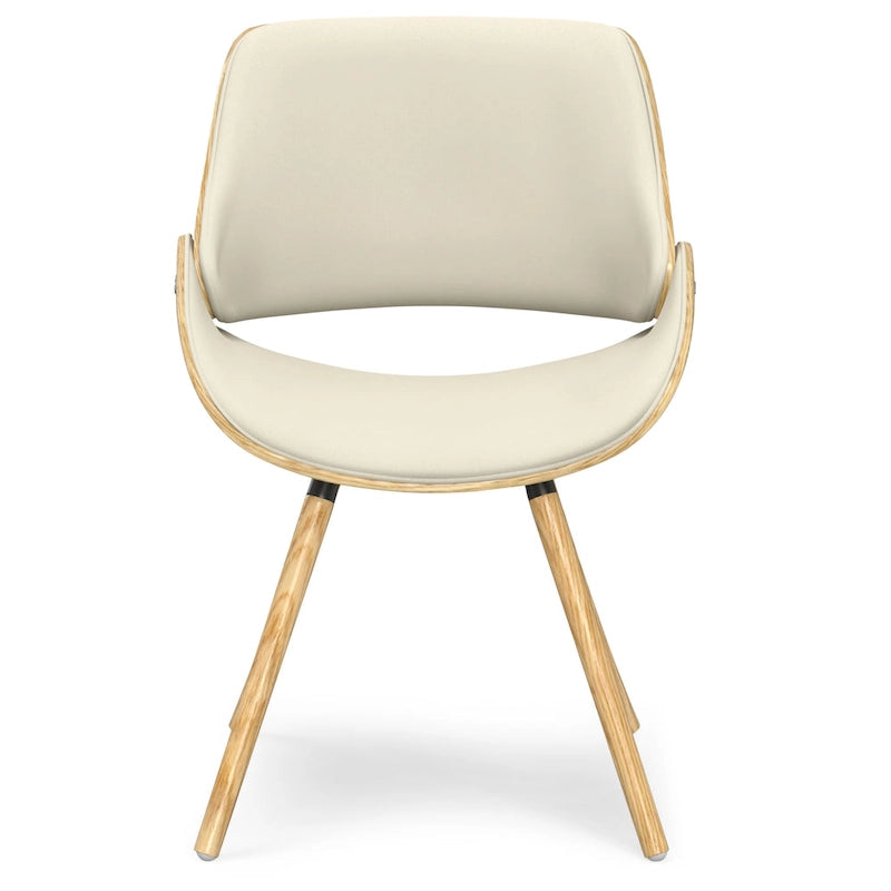 Chaise de salle à manger en bois courbé de style Mid-Century avec assise et dossier rembourrés