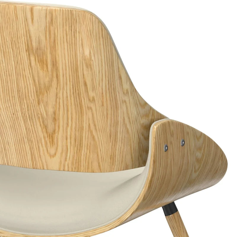 Chaise de salle à manger en bois courbé de style Mid-Century avec assise et dossier rembourrés