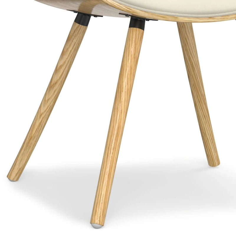 Chaise de salle à manger en bois courbé de style Mid-Century avec assise et dossier rembourrés