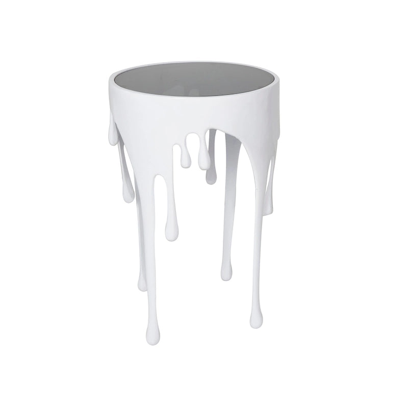 Table d'appoint Drip en aluminium avec plateau en verre