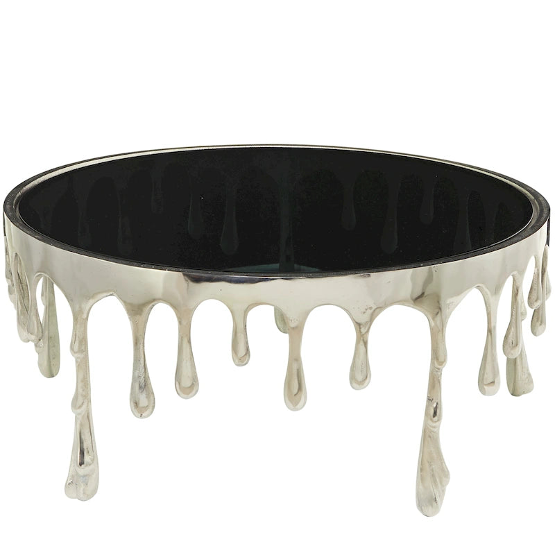 Table d'appoint Drip en aluminium avec plateau en verre