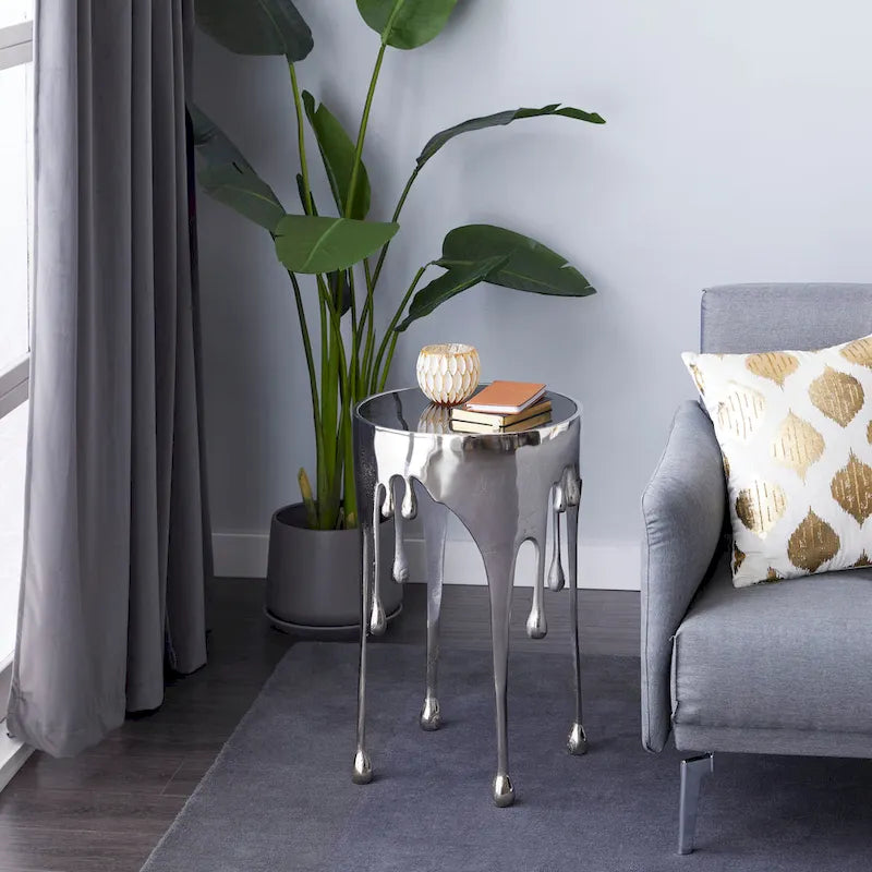 Table d'appoint Drip en aluminium avec plateau en verre