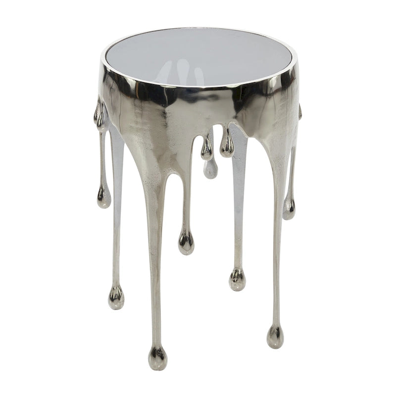 Table d'appoint Drip en aluminium avec plateau en verre