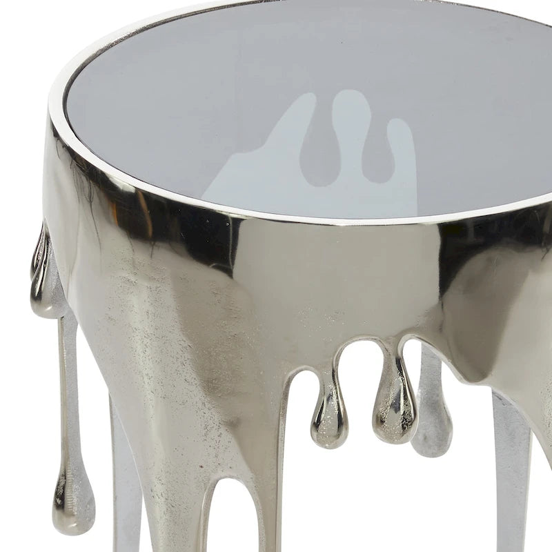 Table d'appoint Drip en aluminium avec plateau en verre