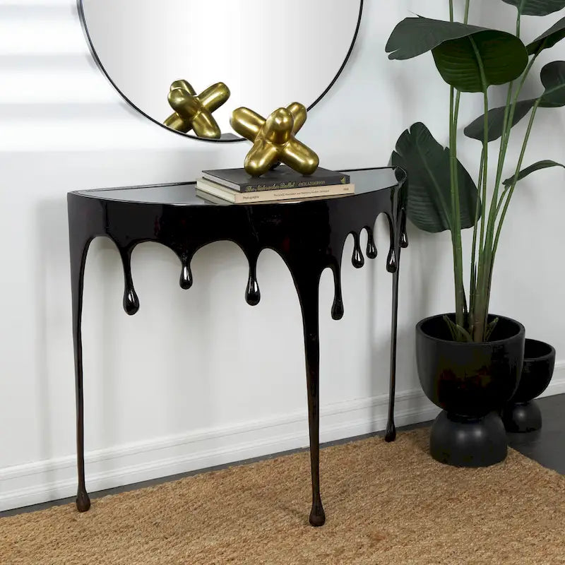 Table d'appoint Drip en aluminium avec plateau en verre