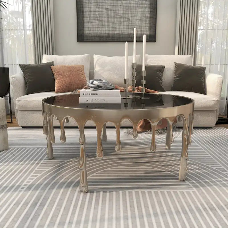 Table d'appoint Drip en aluminium avec plateau en verre