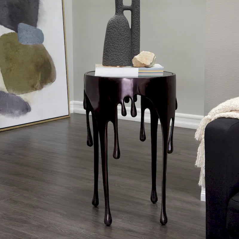 Table d'appoint Drip en aluminium avec plateau en verre