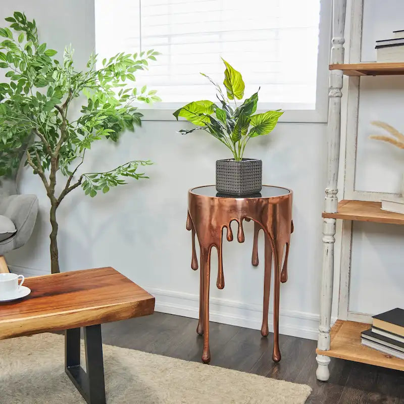 Table d'appoint Drip en aluminium avec plateau en verre