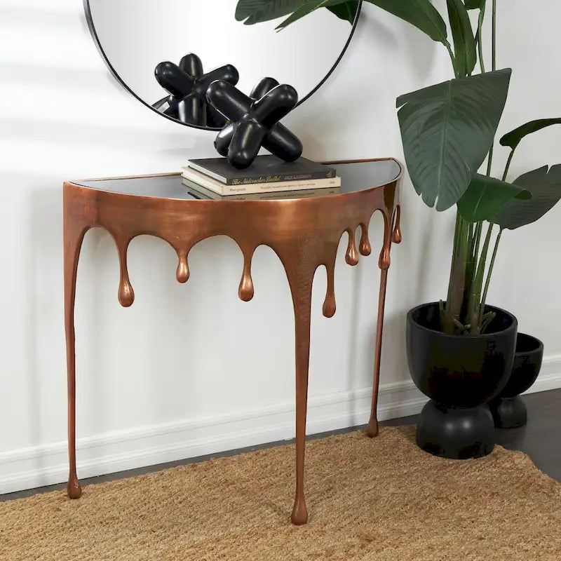 Table d'appoint Drip en aluminium avec plateau en verre