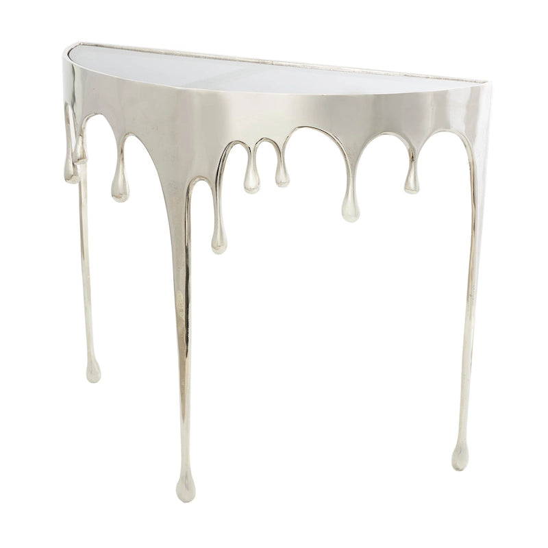 Table d'appoint Drip en aluminium avec plateau en verre