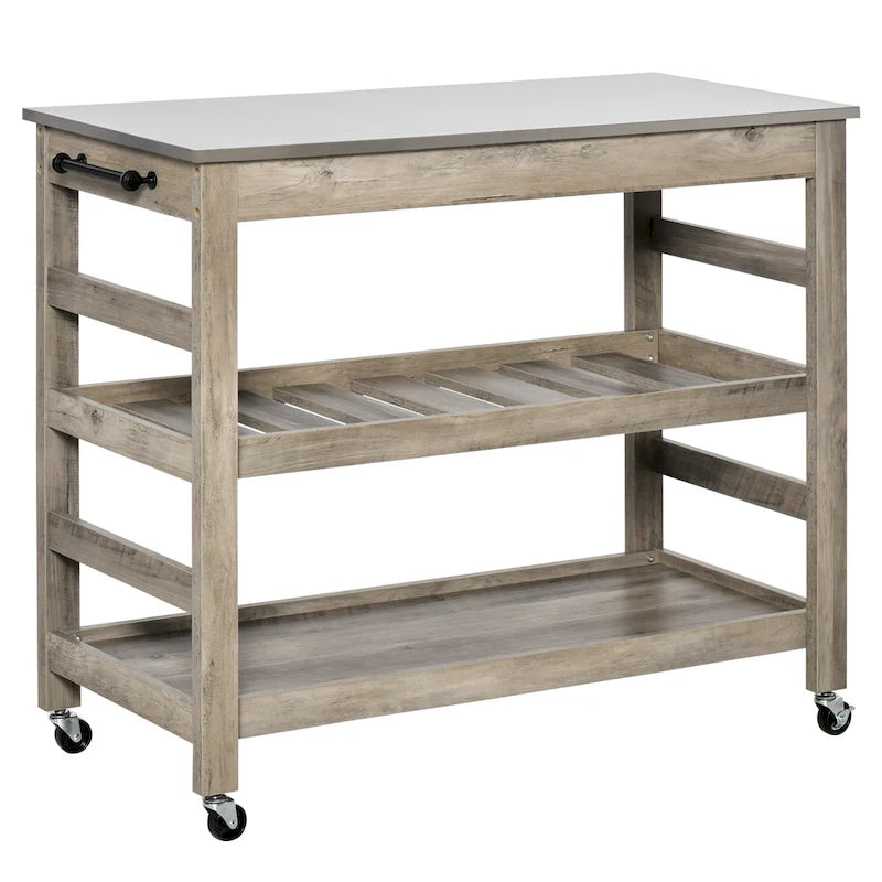 Desserte de cuisine roulante avec plateau en acier inoxydable – 108L x 48P x 89H cm
