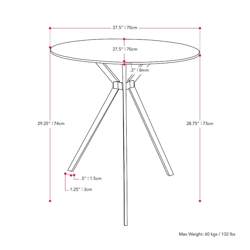 Table de salle à manger bistro en verre