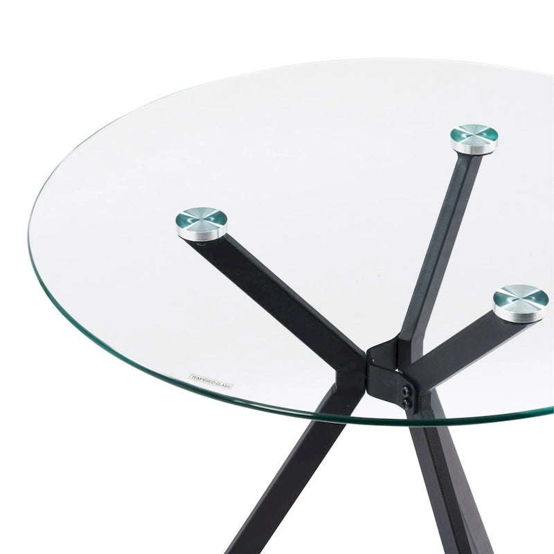 Table de salle à manger bistro en verre
