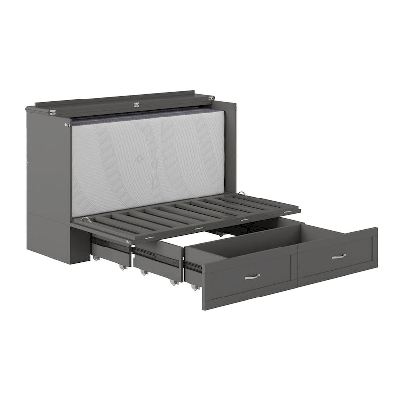 Lit escamotable Queen avec matelas en mousse à mémoire de forme