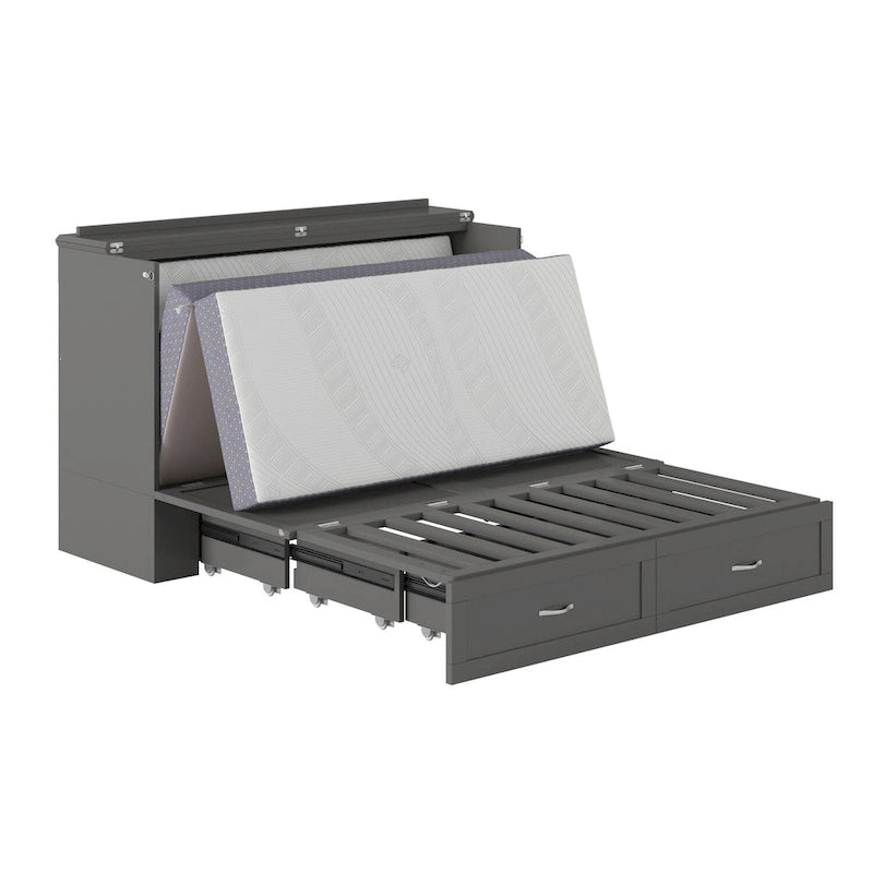 Lit escamotable Queen avec matelas en mousse à mémoire de forme