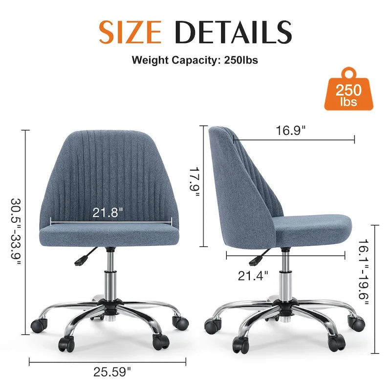 Chaise de bureau pivotante réglable avec roulettes