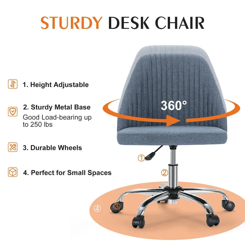 Chaise de bureau pivotante réglable avec roulettes