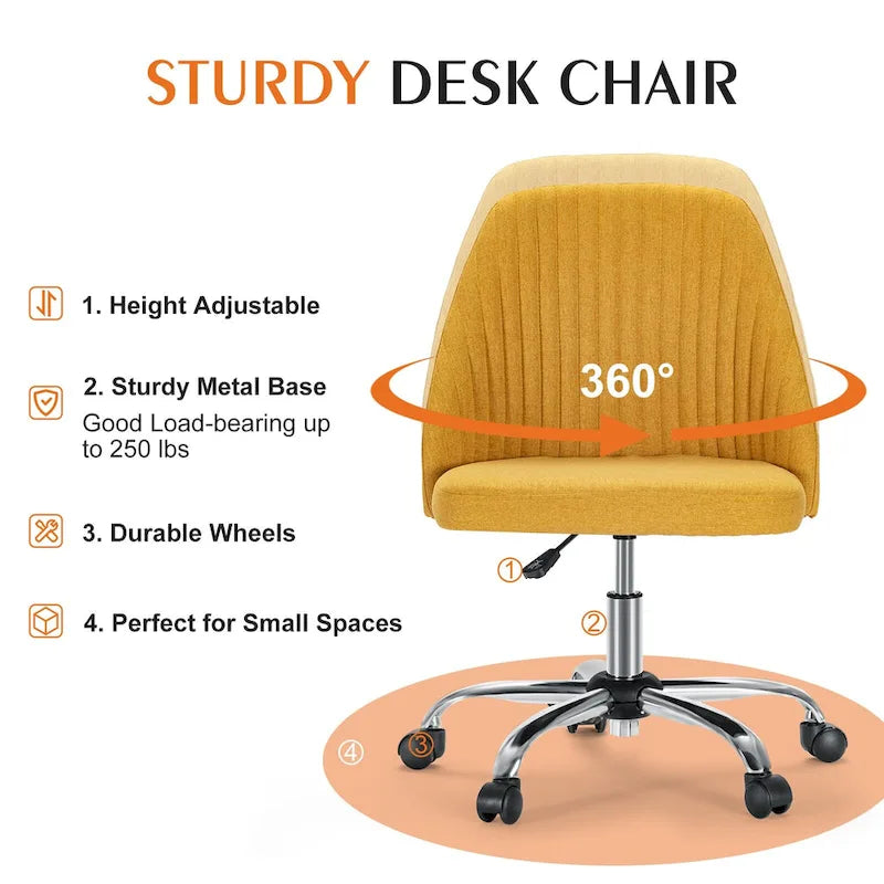 Chaise de bureau pivotante réglable avec roulettes