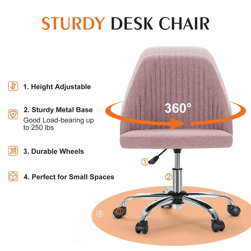 Chaise de bureau pivotante réglable avec roulettes