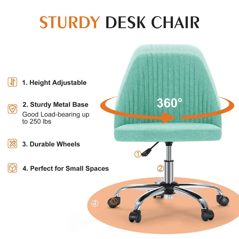 Chaise de bureau pivotante réglable avec roulettes