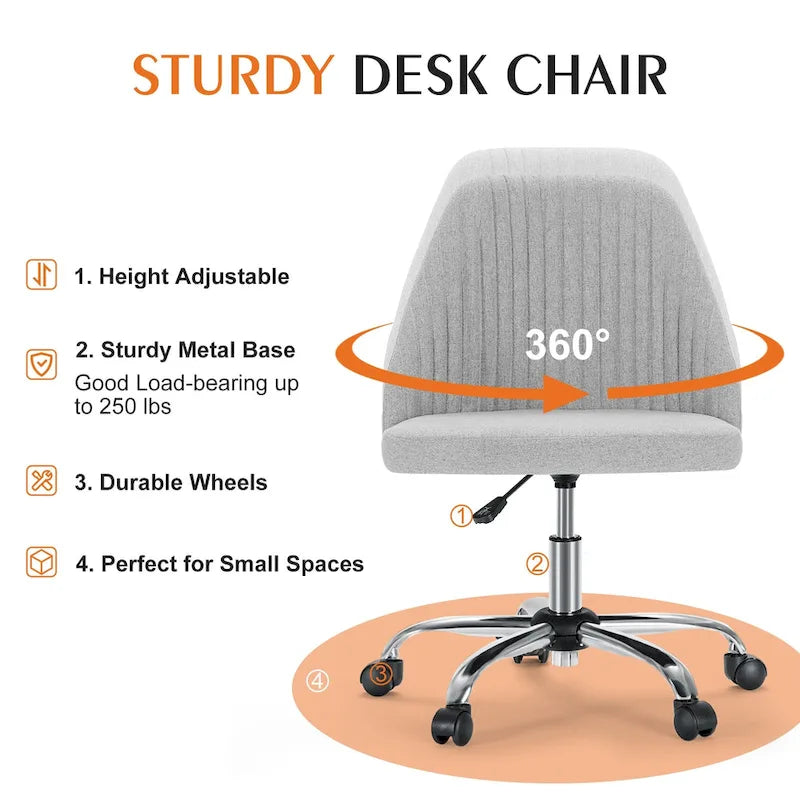 Chaise de bureau pivotante réglable avec roulettes