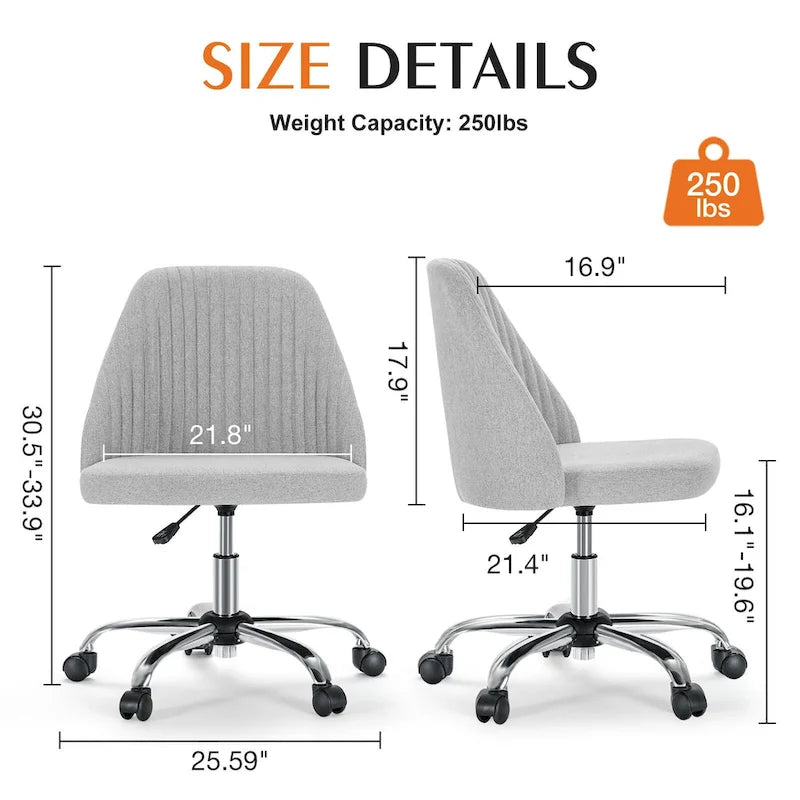 Chaise de bureau pivotante réglable avec roulettes