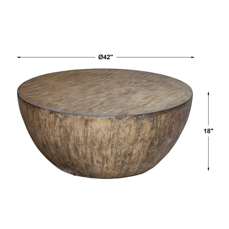 Table basse ronde en noyer vieilli