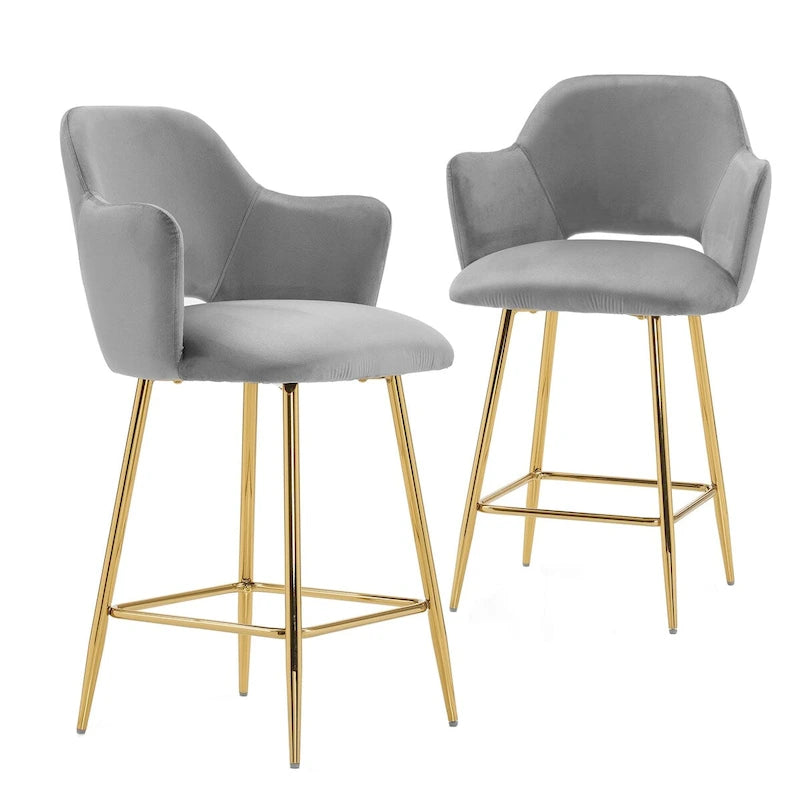 Chaise de salle à manger moderne en velours avec pieds en métal