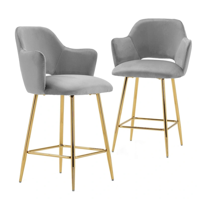 Chaise de salle à manger moderne en velours avec pieds en métal