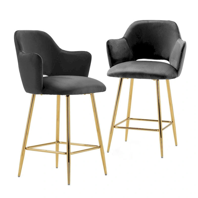 Chaise de salle à manger moderne en velours avec pieds en métal