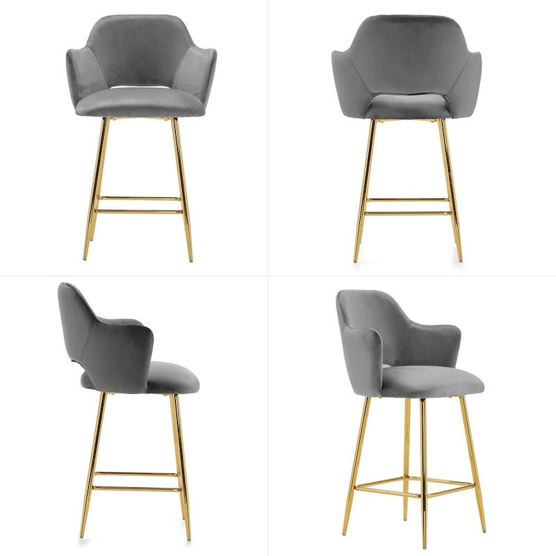 Chaise de salle à manger moderne en velours avec pieds en métal