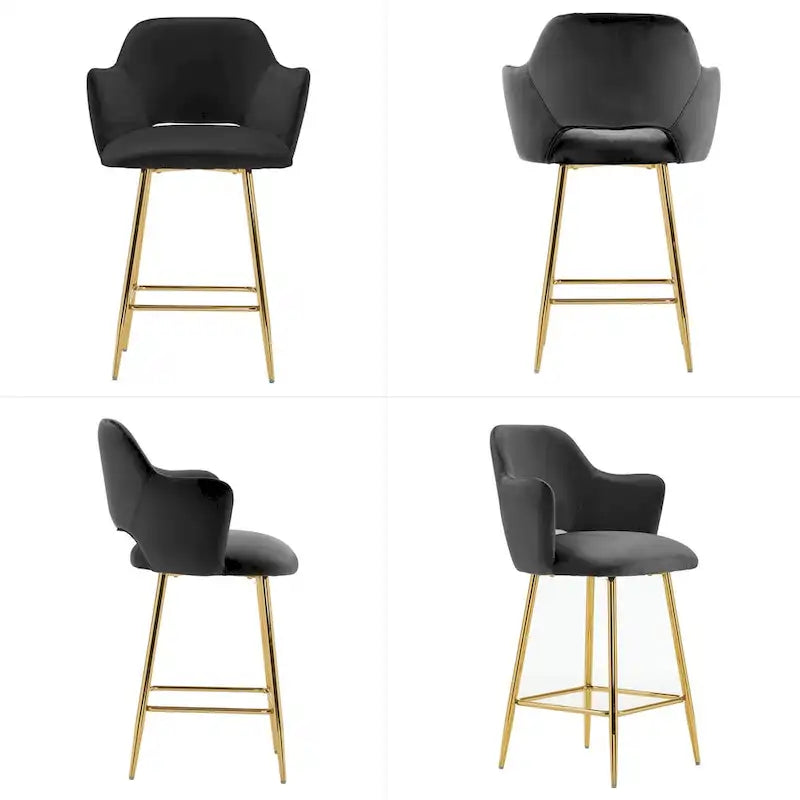 Chaise de salle à manger moderne en velours avec pieds en métal