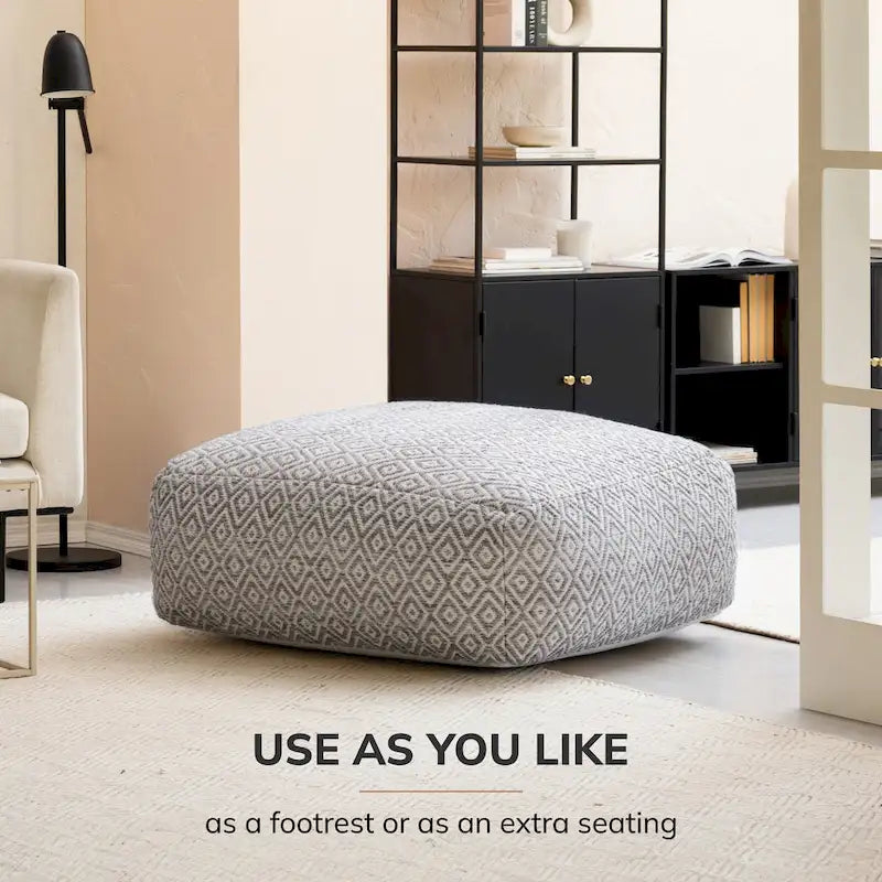 Pouf ottoman carré surdimensionné de 34 pouces – Repose-pieds et siège supplémentaire pour salon ou chambre à coucher