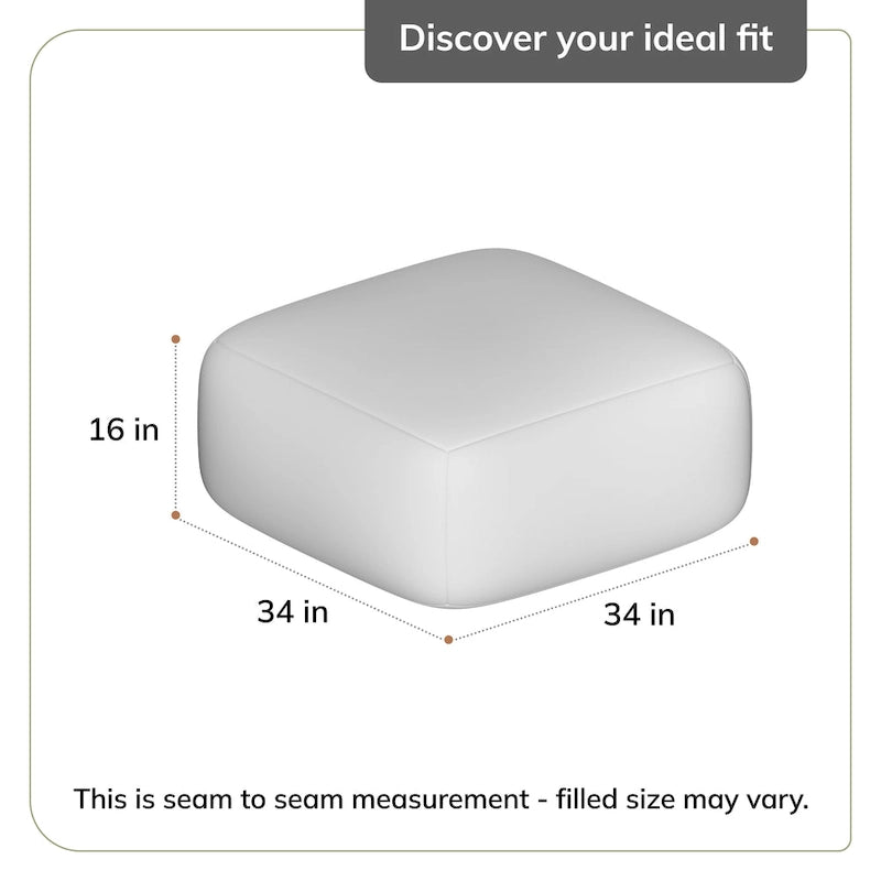 Pouf ottoman carré surdimensionné de 34 pouces – Repose-pieds et siège supplémentaire pour salon ou chambre à coucher