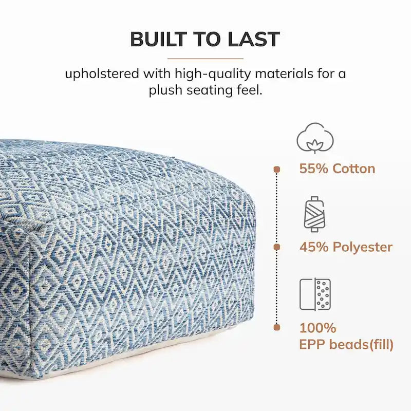 Pouf ottoman carré surdimensionné de 34 pouces – Repose-pieds et siège supplémentaire pour salon ou chambre à coucher