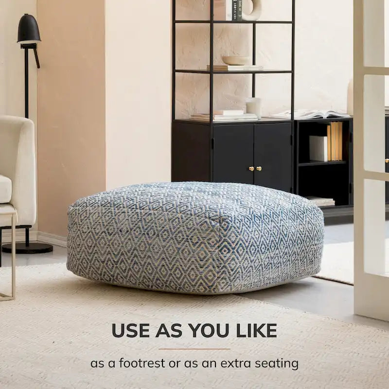 Pouf ottoman carré surdimensionné de 34 pouces – Repose-pieds et siège supplémentaire pour salon ou chambre à coucher