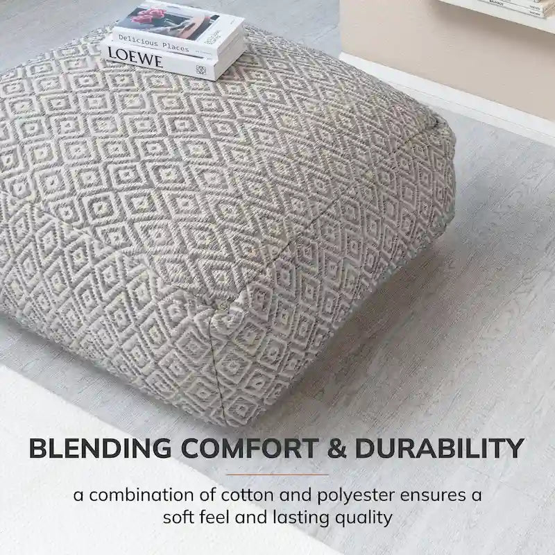 Pouf ottoman carré surdimensionné de 34 pouces – Repose-pieds et siège supplémentaire pour salon ou chambre à coucher