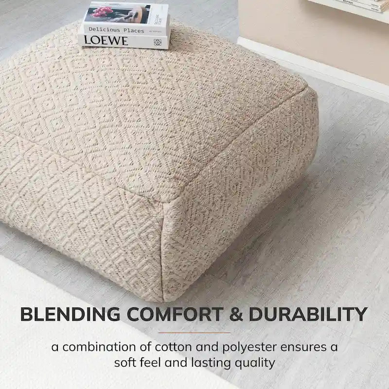Pouf ottoman carré surdimensionné de 34 pouces – Repose-pieds et siège supplémentaire pour salon ou chambre à coucher