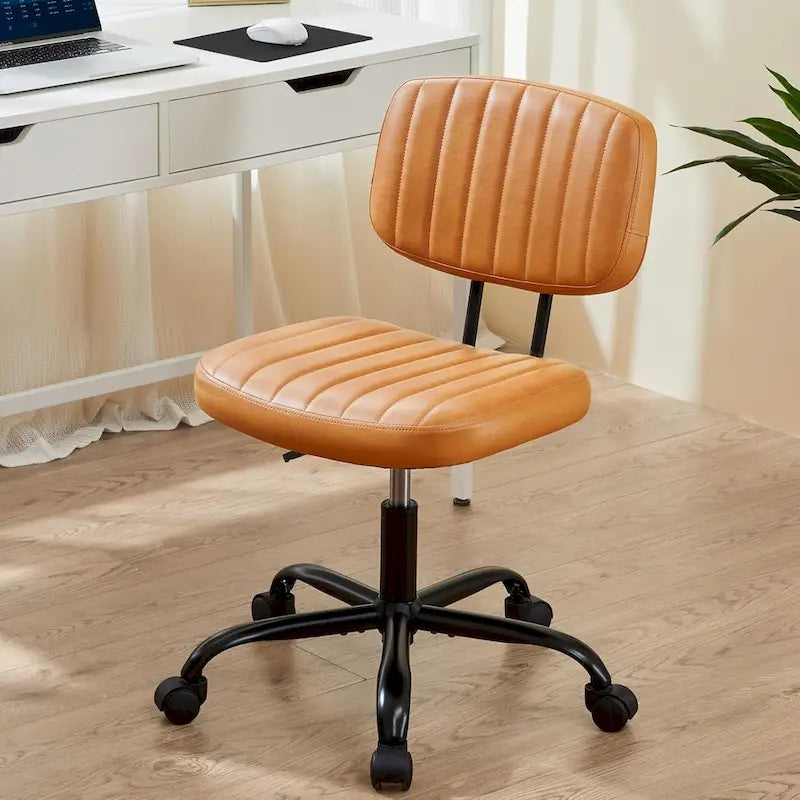 Chaise de bureau sans accoudoirs en similicuir avec support lombaire, hauteur réglable
