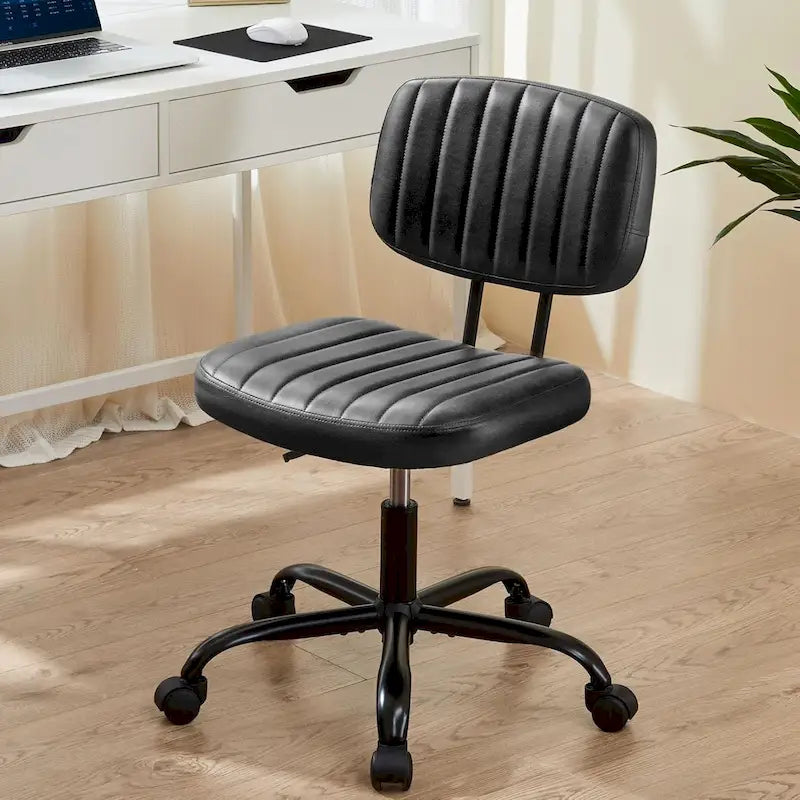 Chaise de bureau sans accoudoirs en similicuir avec support lombaire, hauteur réglable