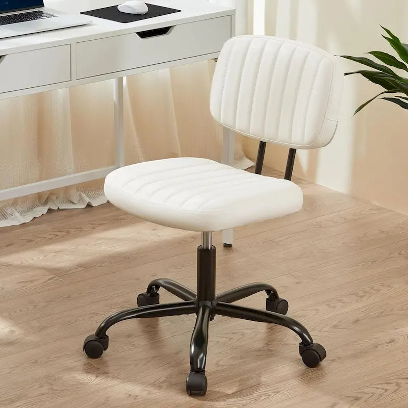 Chaise de bureau sans accoudoirs en similicuir avec support lombaire, hauteur réglable