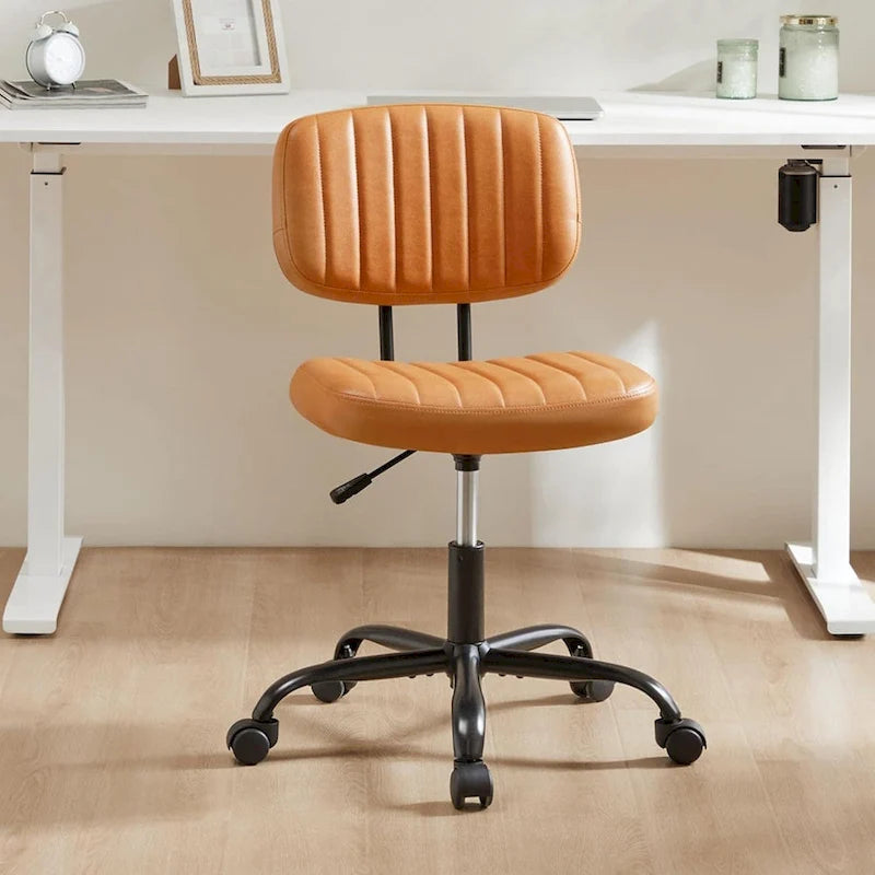 Chaise de bureau sans accoudoirs en similicuir avec support lombaire, hauteur réglable