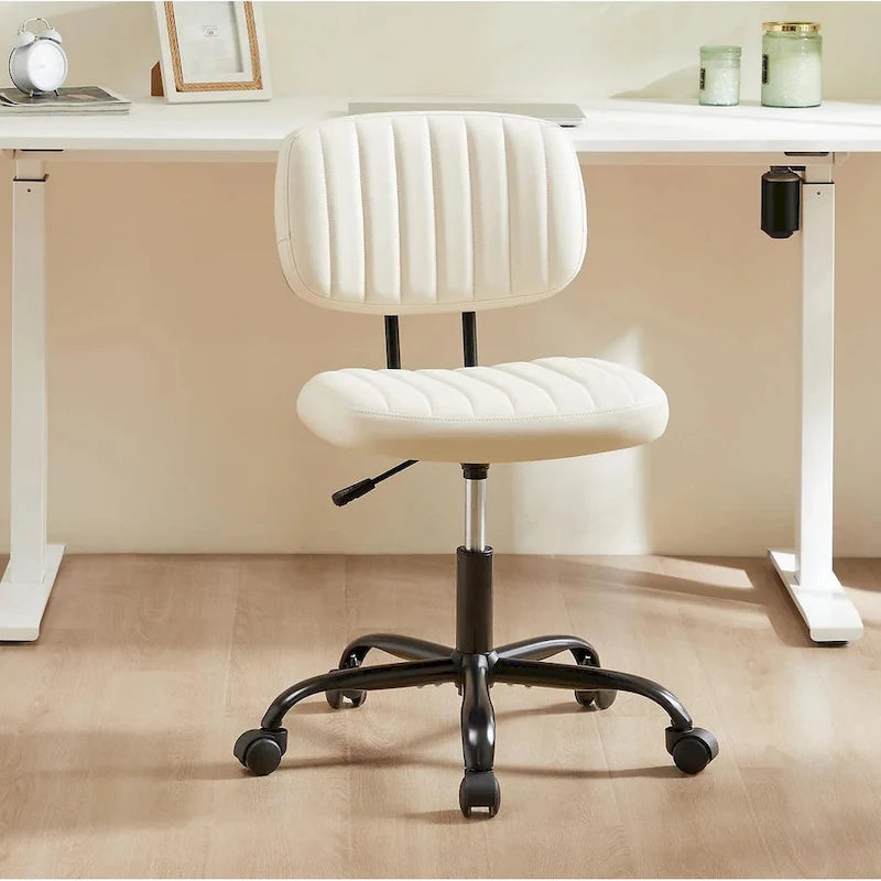 Chaise de bureau sans accoudoirs en similicuir avec support lombaire, hauteur réglable